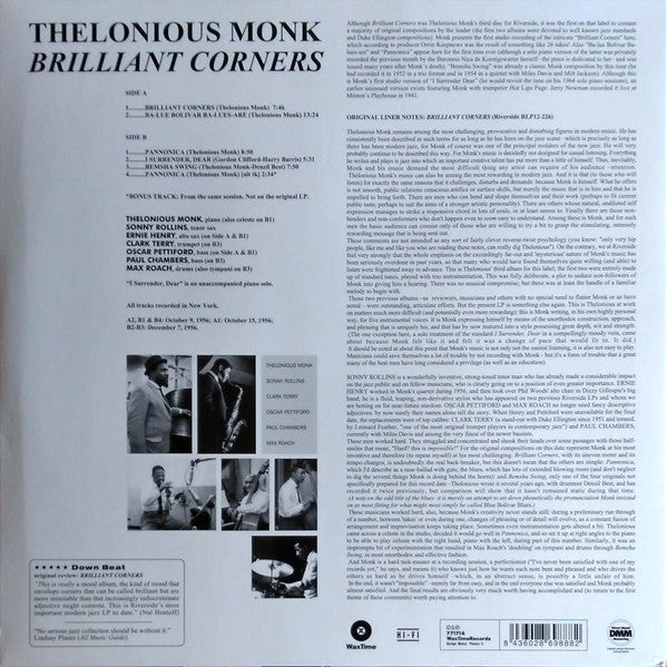 LP Thelonious Monk with Sonny Rollins, Ernie Henry and Clark Terry ‎– Brilliant Corners