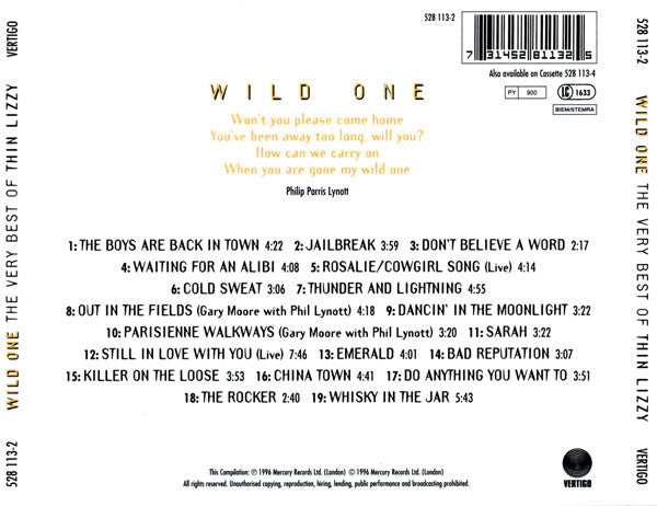 CD Thin Lizzy ‎– Wild One - The Very Best Of Thin Lizzy