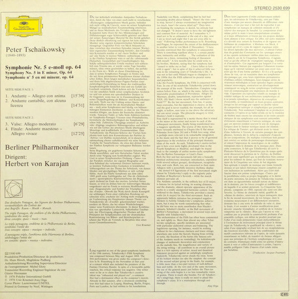 LP Tschaikowsky : Berliner Philharmoniker • Herbert Von Karajan ‎– Symphony Nr. 5