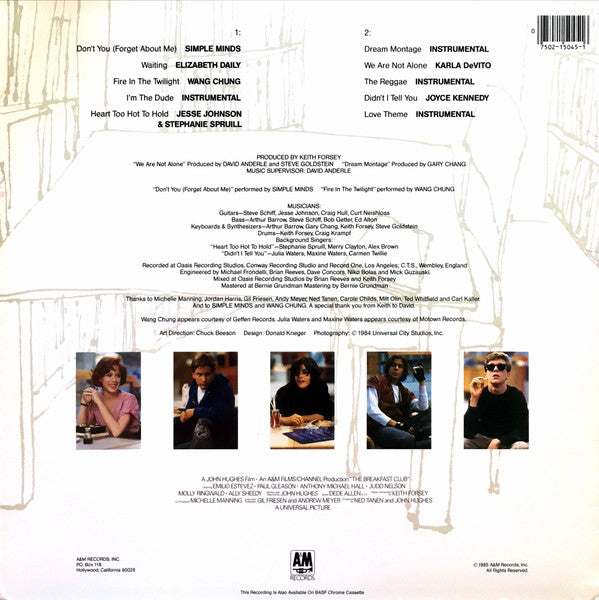 LP Various ‎– The Breakfast Club (Original Motion Picture Soundtrack)
