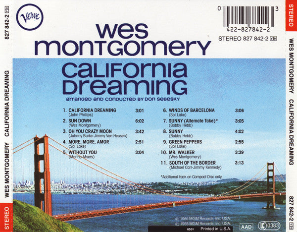 CD Wes Montgomery ‎– California Dreaming