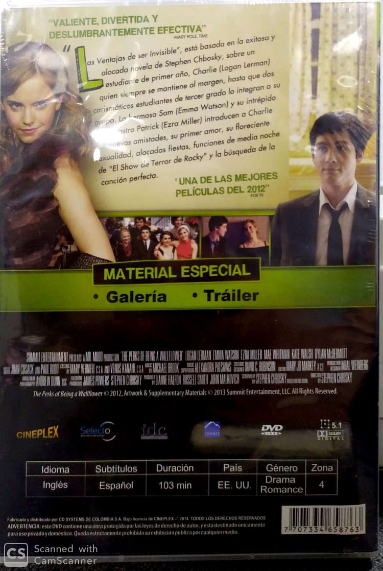 DVD LAS VENTAJAS DE SER INVISIBLE