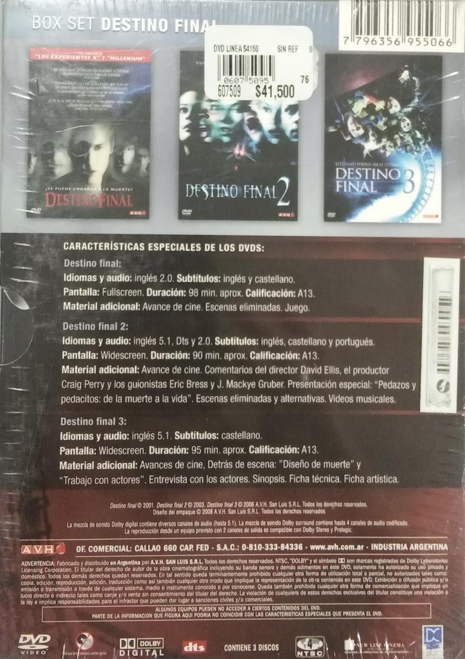 DVD x3 Destino Final -1,2,3