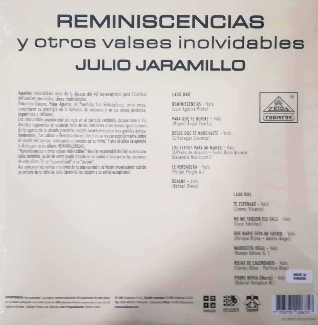 LP Julio Jaramillo – Reminiscencias Y Otros Valses Inolvidables.