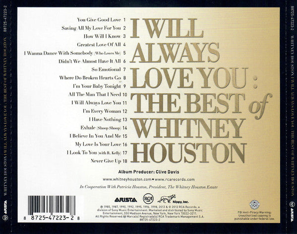 CD Whitney Houston ‎– I Will Always Love You: The Best Of Whitney Houston