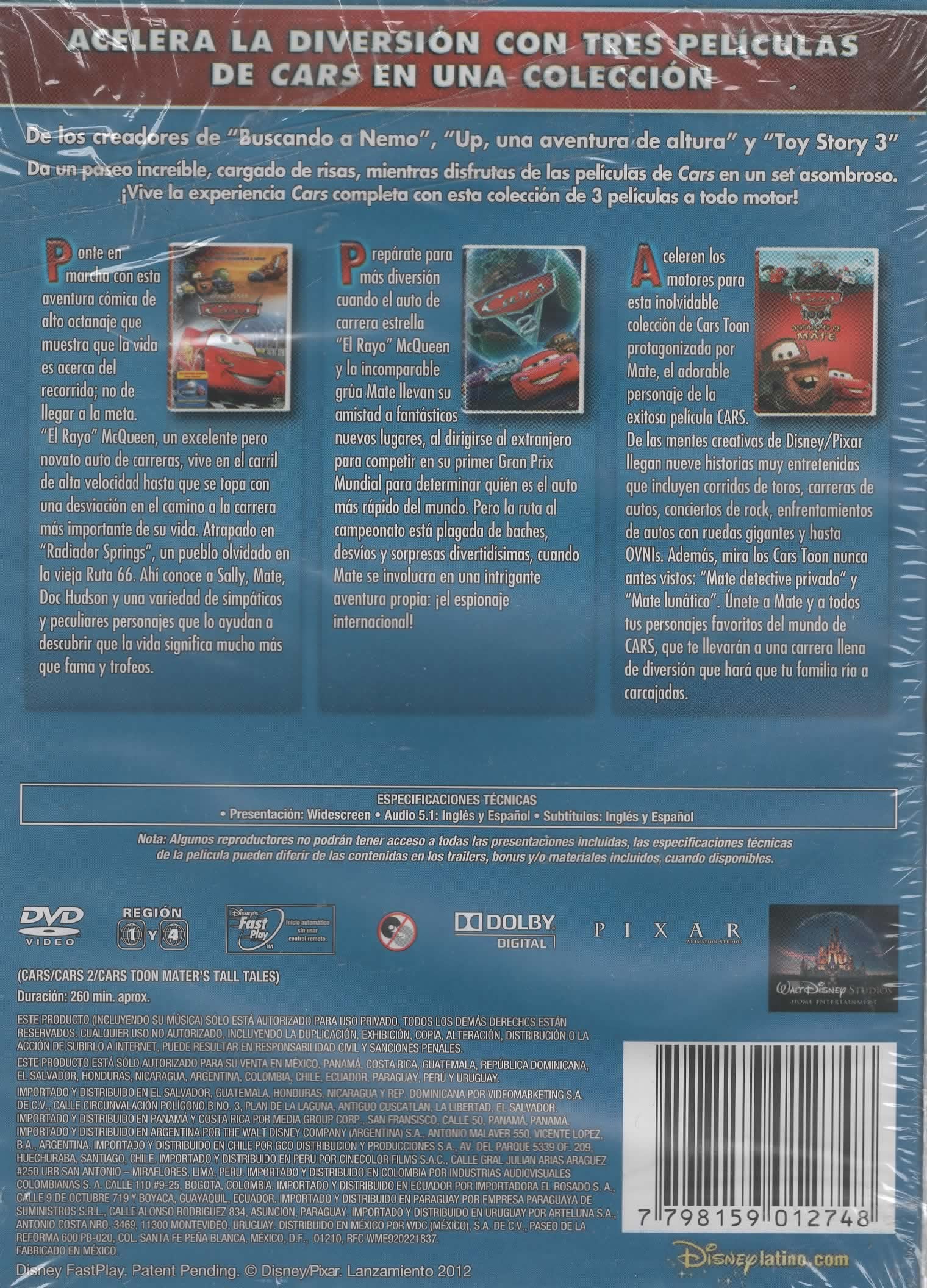 DVD x 3 Cars - Colección tres películas