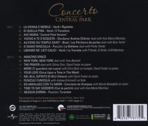 CD Andrea Bocelli ‎– Concerto: One Night In Central Park