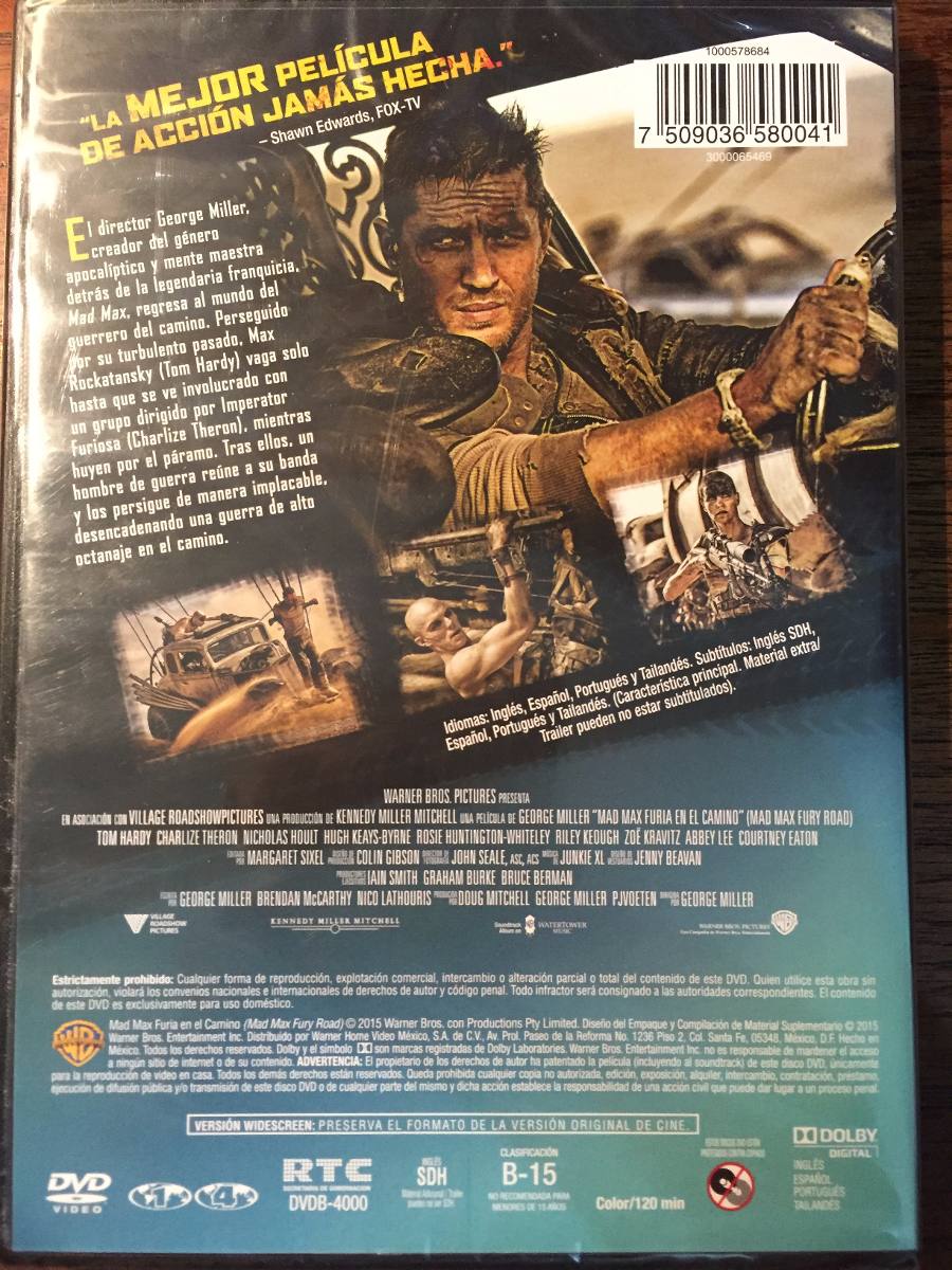 DVD MAD MAX LA FURIA EN EL CAMINO