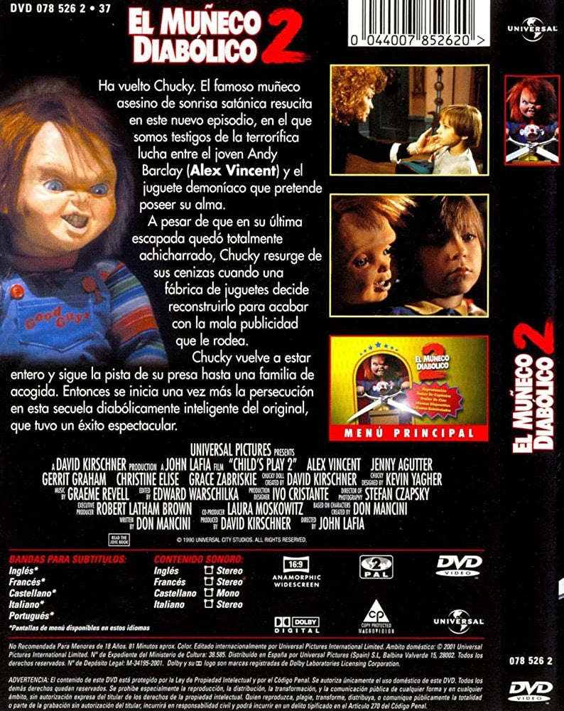 DVD Chucky el muñeco diabolico 2 - Universal