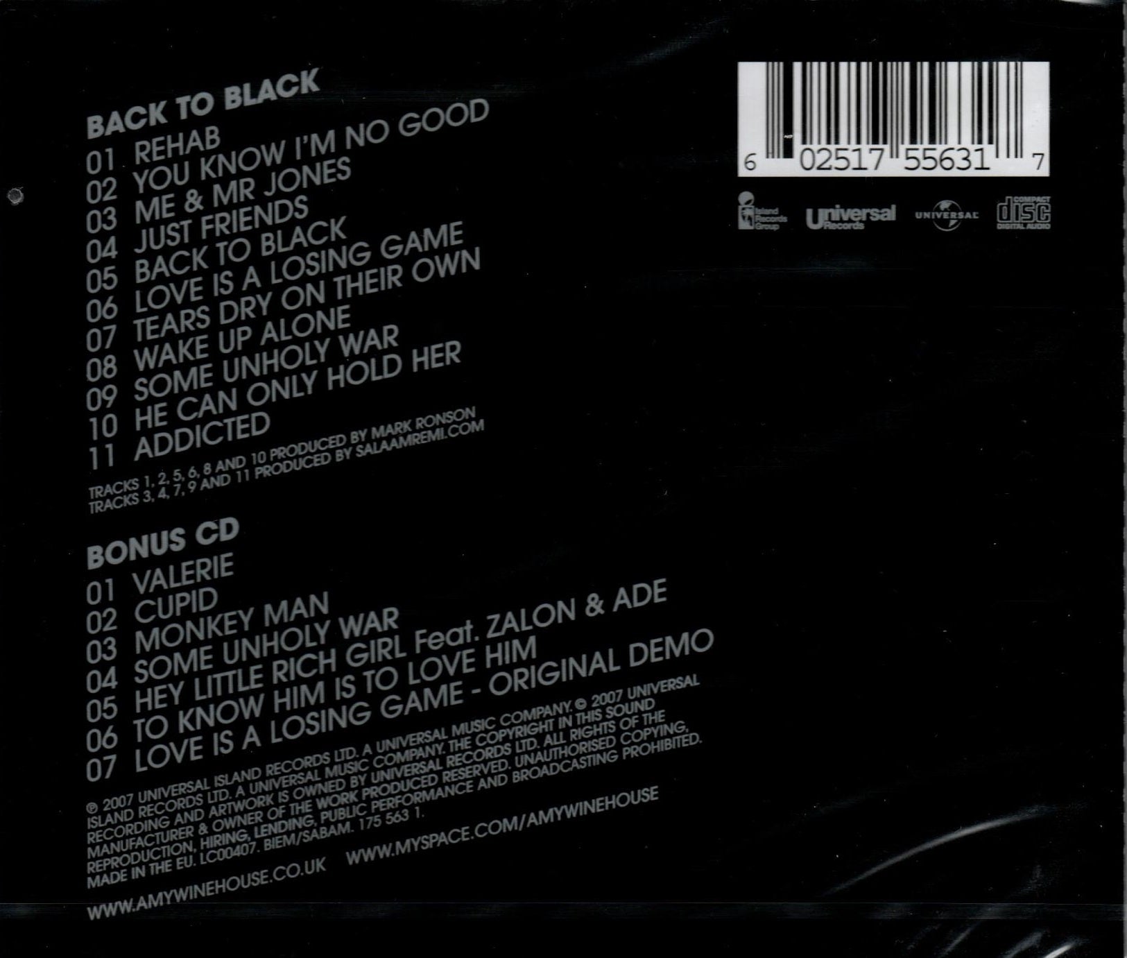 CDX2 Amy Winehouse ‎- Back To Black