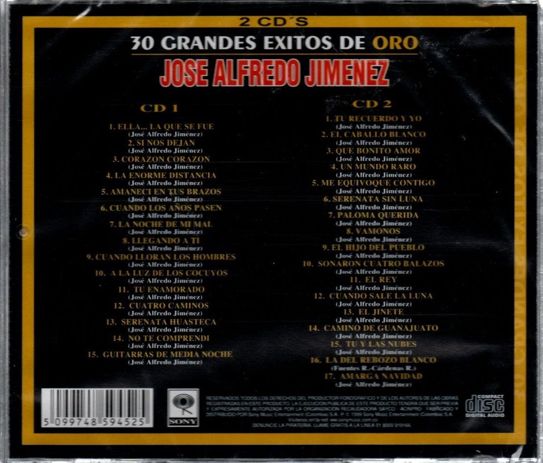 CDX2 30 Grandes Exitos De Oro Jose Alfredo Jimenez