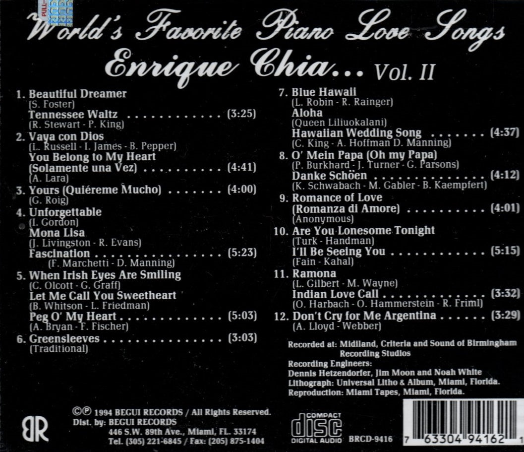 CD Enrique Chia - World's Favorite Piano Love Songs  Vol. I