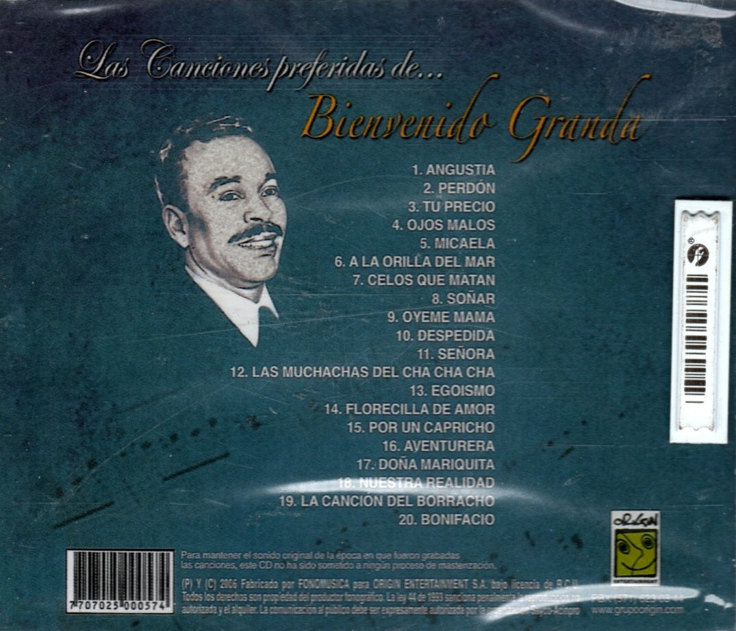 CD Las Canciones Preferidas De Bienvenido Granda