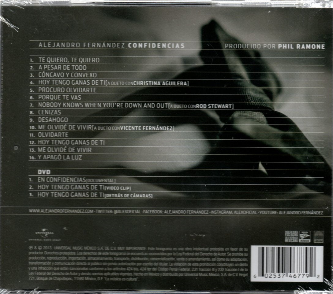 CD + DVD Alejandro Fernández – Confidencias