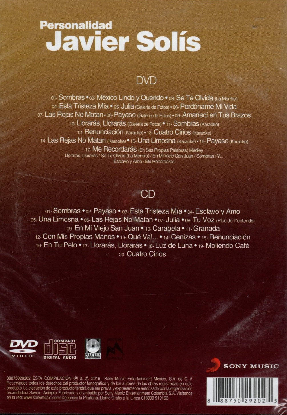 CD + DVD Javier Solís - Personalidad