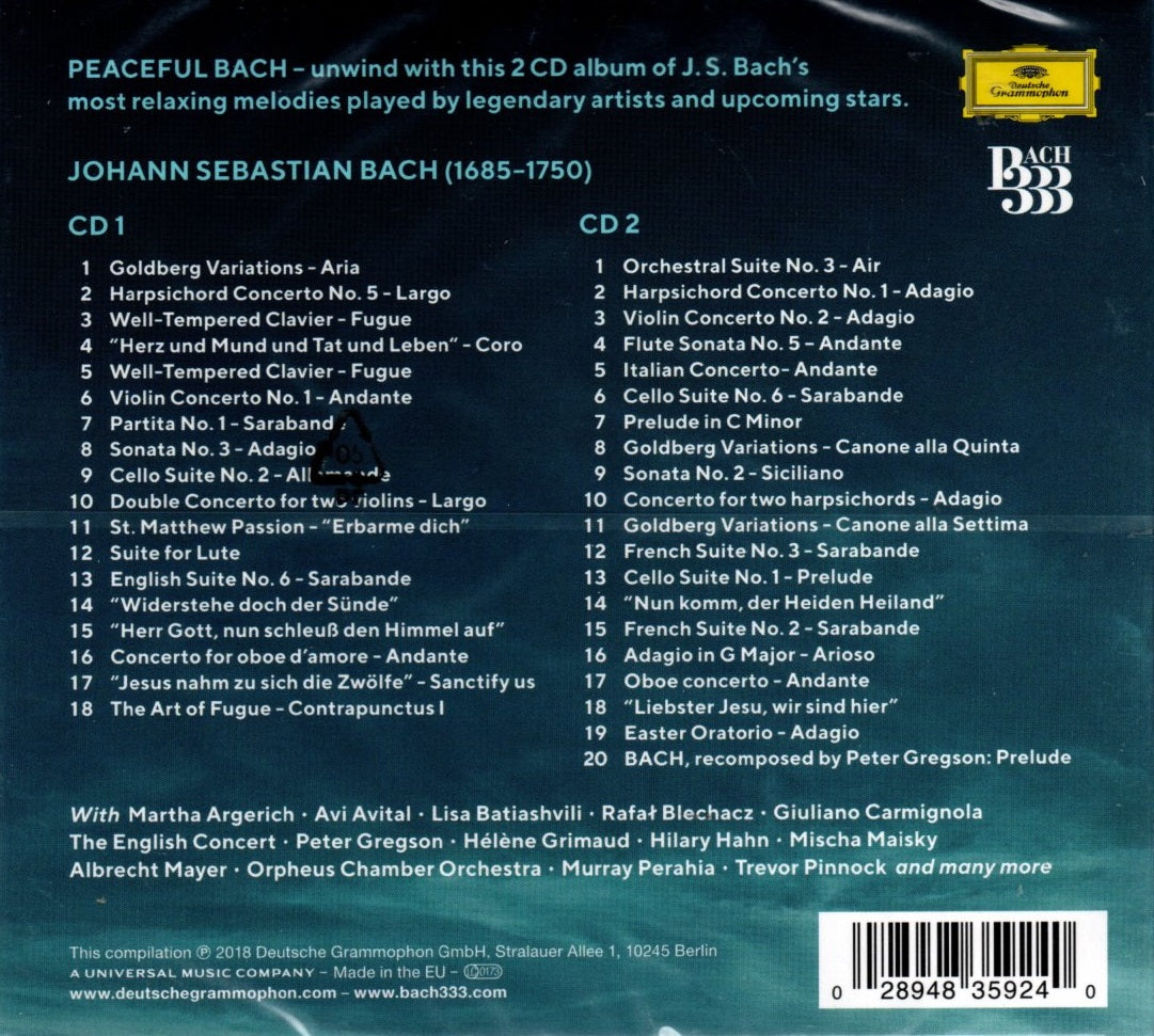 CD X2 Bach – PEACEFUL BACH