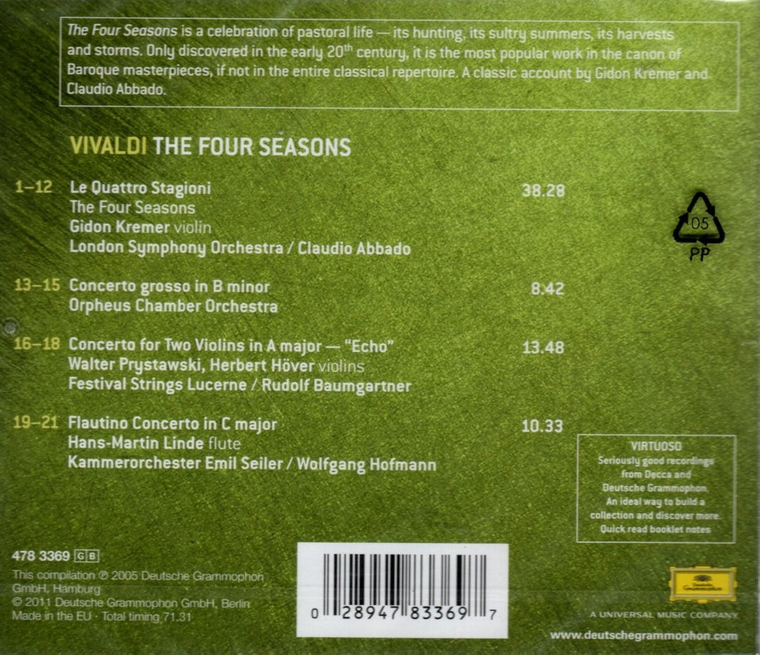CD Vivaldi, Gidon Kremer, London Symphony Orchestra, Claudio Abbado – The Four Seasons