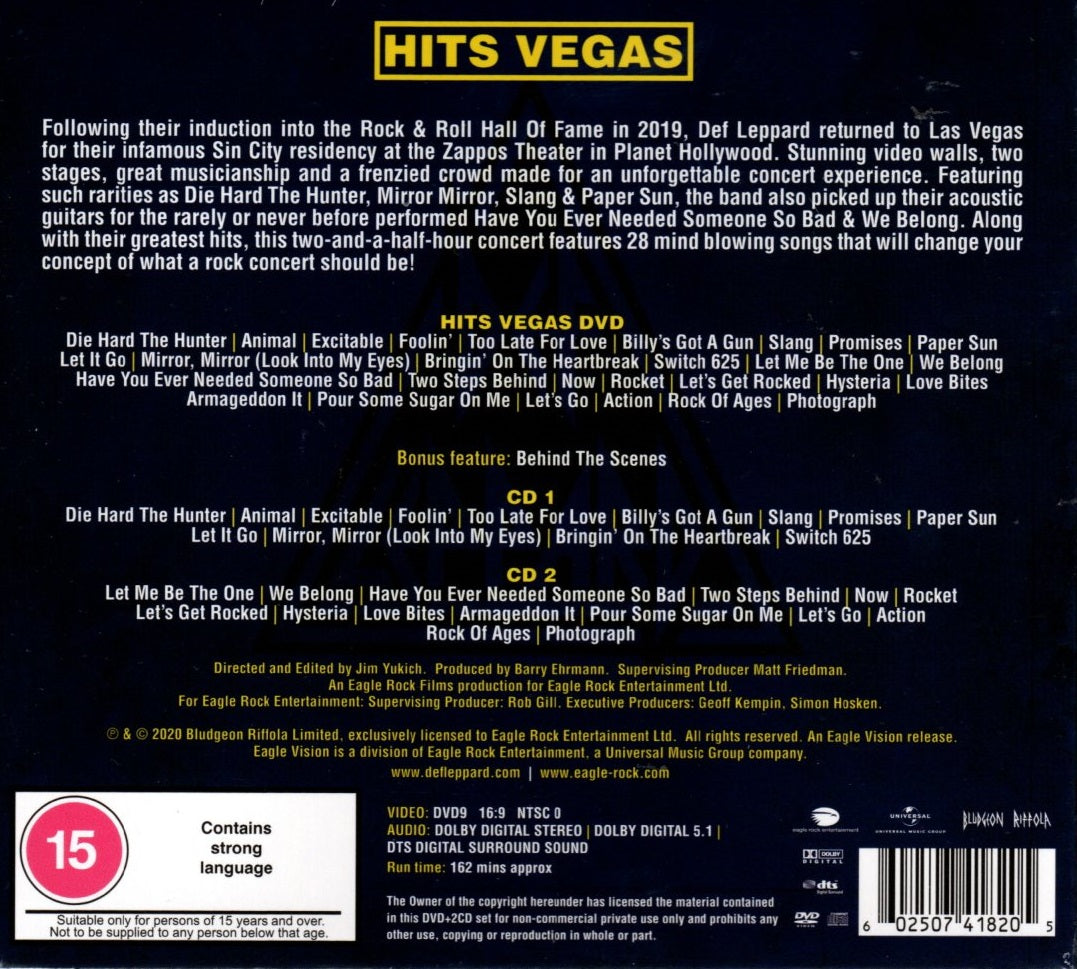 CD X2 + DVD Def Leppard – Hits Vegas (Live At Planet Hollywood)