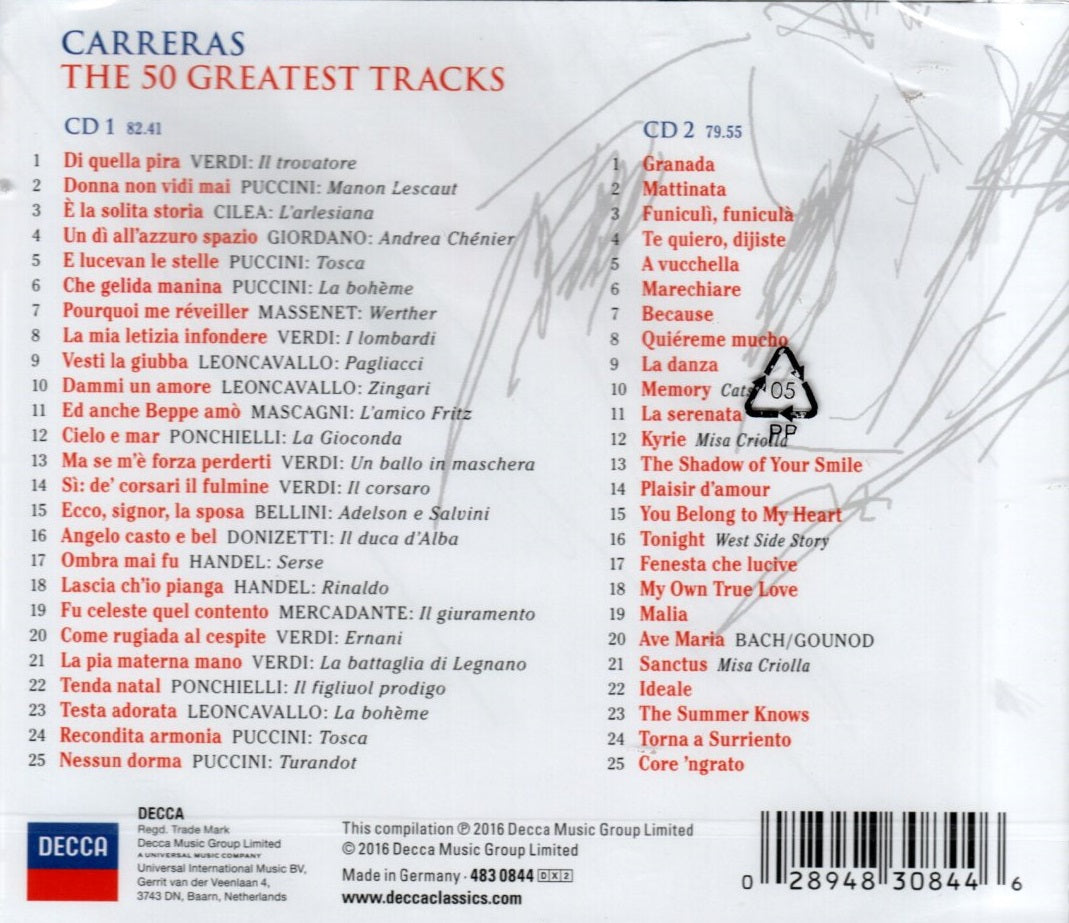 CD X2 Domingo - The 50 Greatest Tracks Carreras