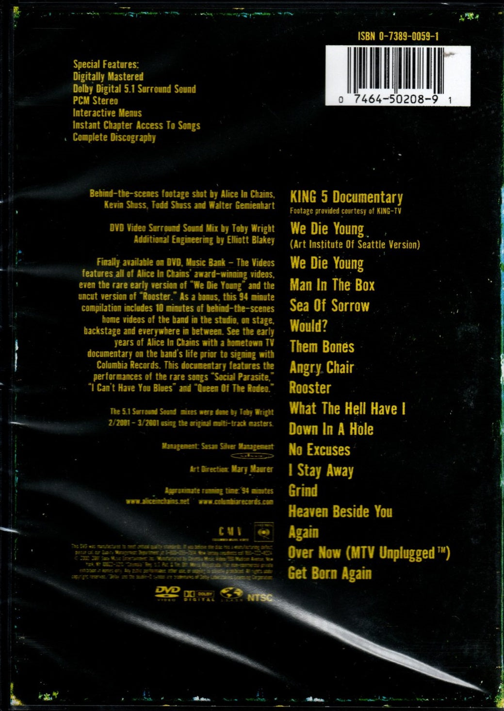 DVD Alice In Chains ‎– Music Bank - The Videos