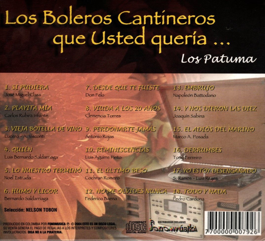 CD Los Patuma - Los Boleros Que Usted Quería