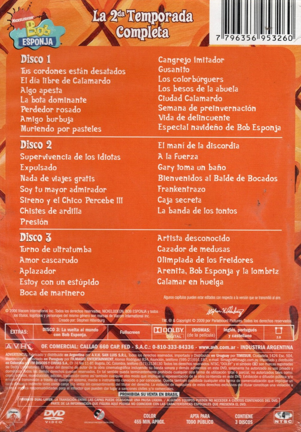 DVD LA SEGUNDA TEMPORADA COMPLETA BOB ESPOJA