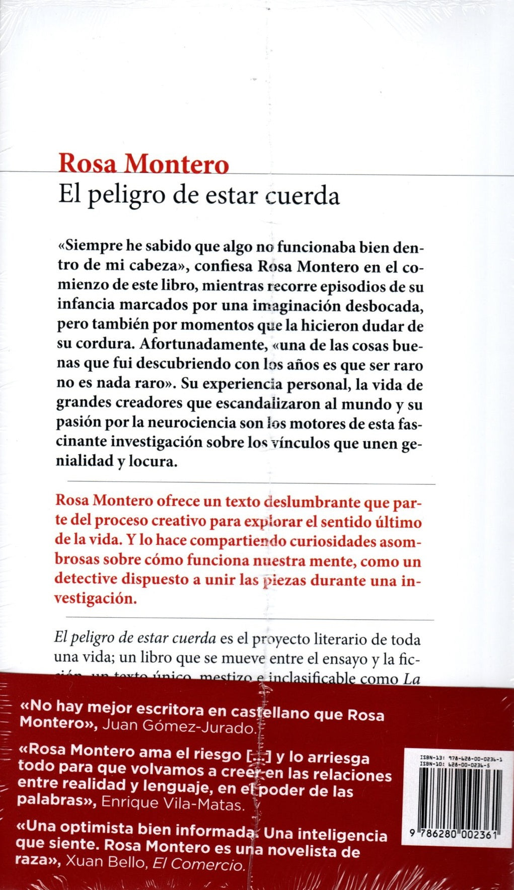 Libro Rosa Montero - El Peligro De Estar Cuerda