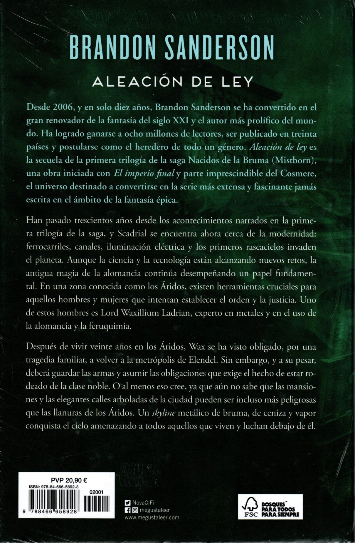 Libro Brandon Sanderson - Nacidos De La Bruma IV - Aleación De Ley