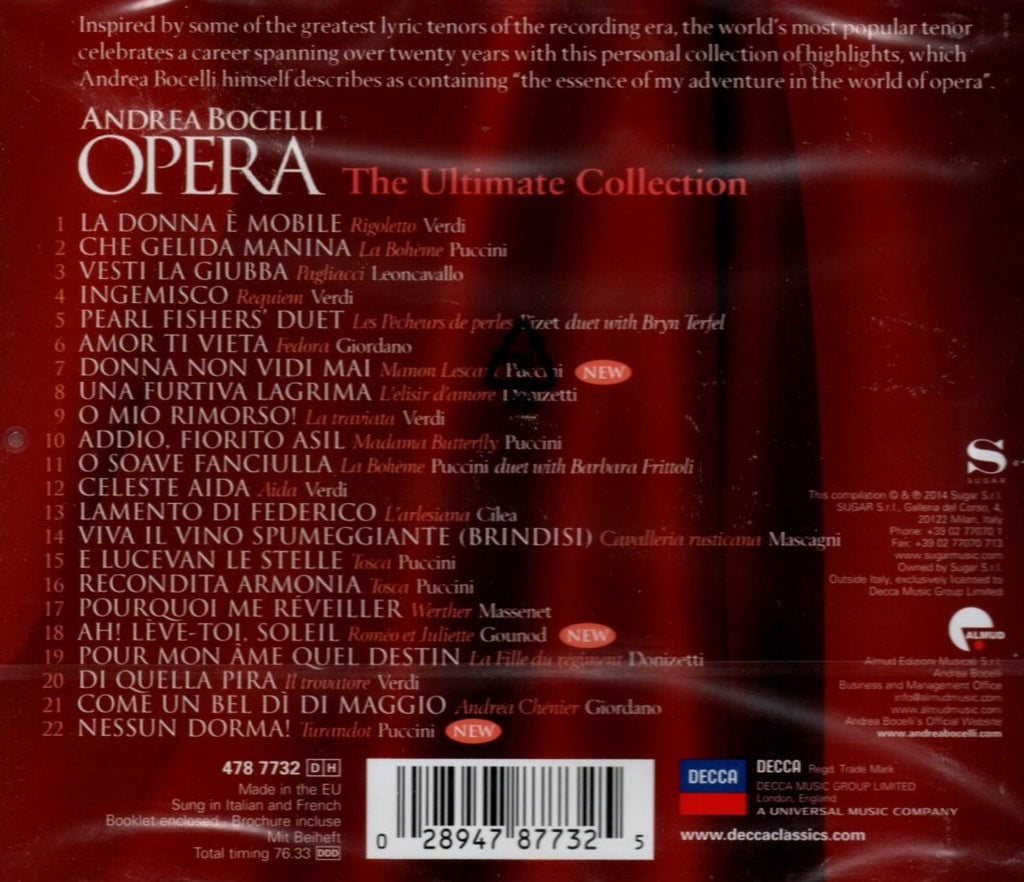 CD Andrea Bocelli Opera The Ultimate Collection