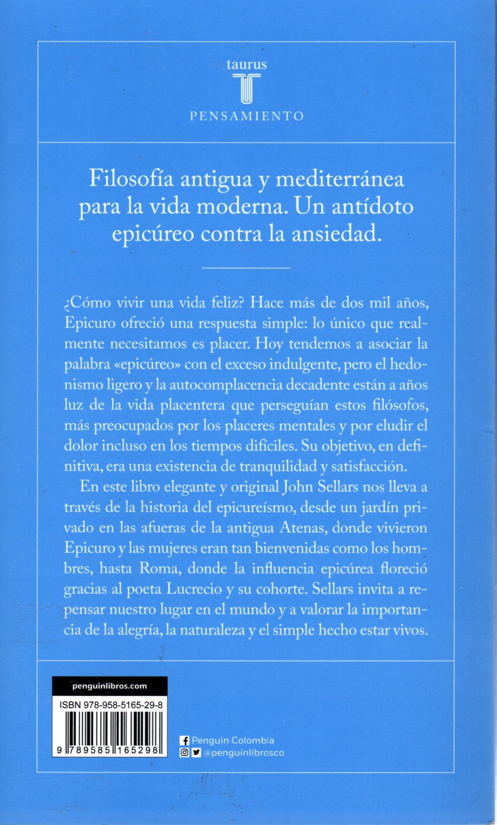 Libro John Sellars - Lecciones de epicureísmo