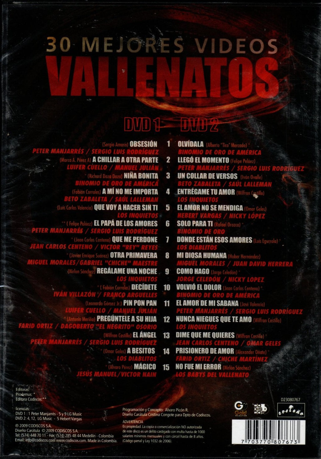 DVD X2  30 Mejores Videos Vallenatos