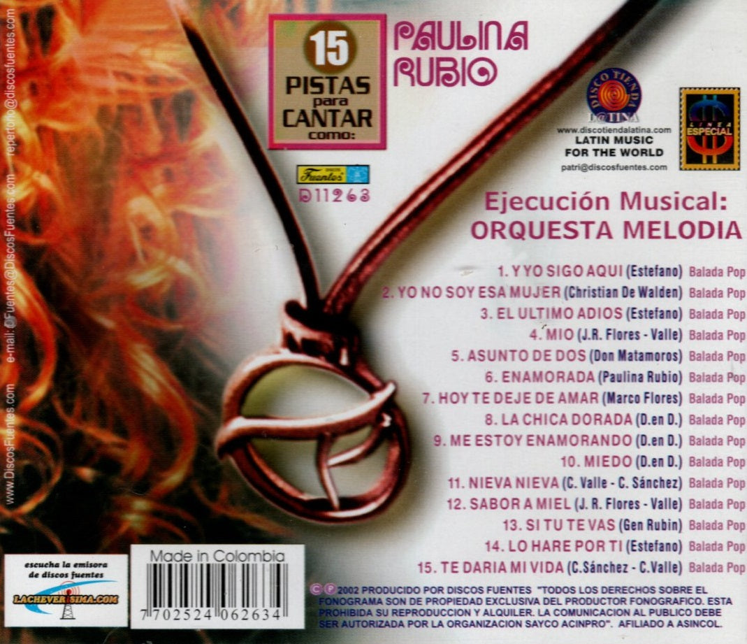 CD Paulina Rubio - 15 Pistas Para Cantar