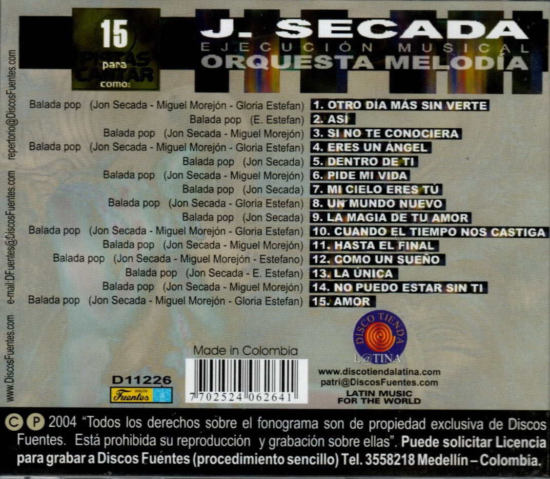 CD J. Secada - 15 Pistas Para Cantar