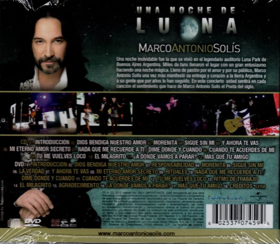CD + DVD Marco Antonio Solís ‎– Una Noche de Luna