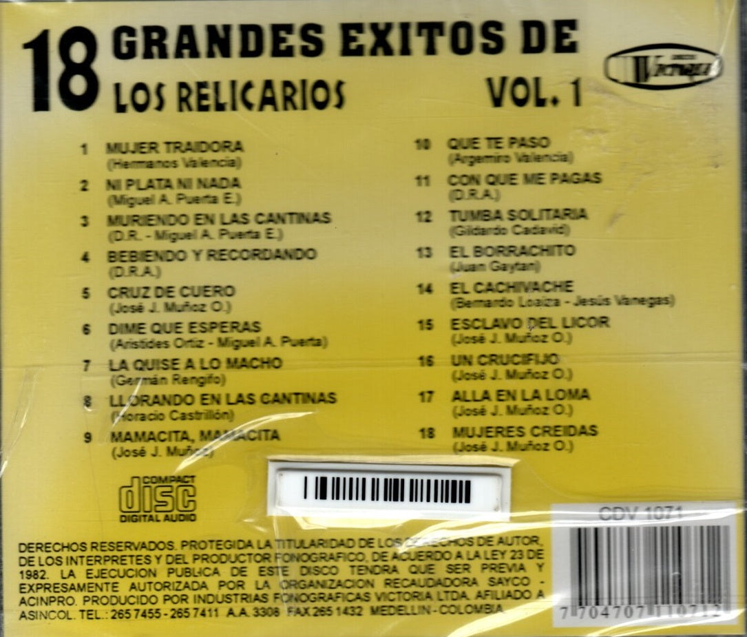 CD Los Relicarios - 18 Grandes Éxitos
