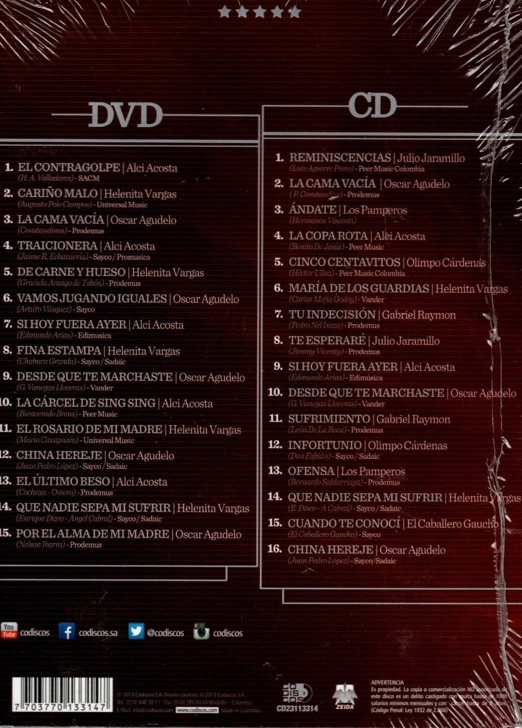 CD+DVD Serie Platino Idolos Del Pueblo