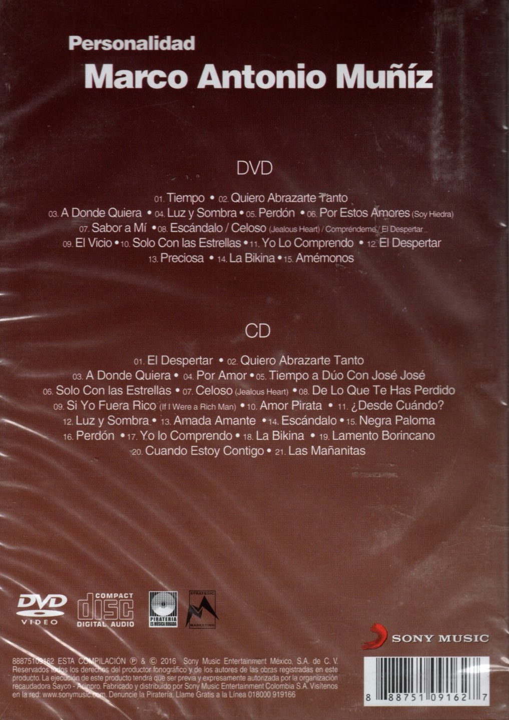 CD+DVD Marco Muñiz Antonio - Personalidad