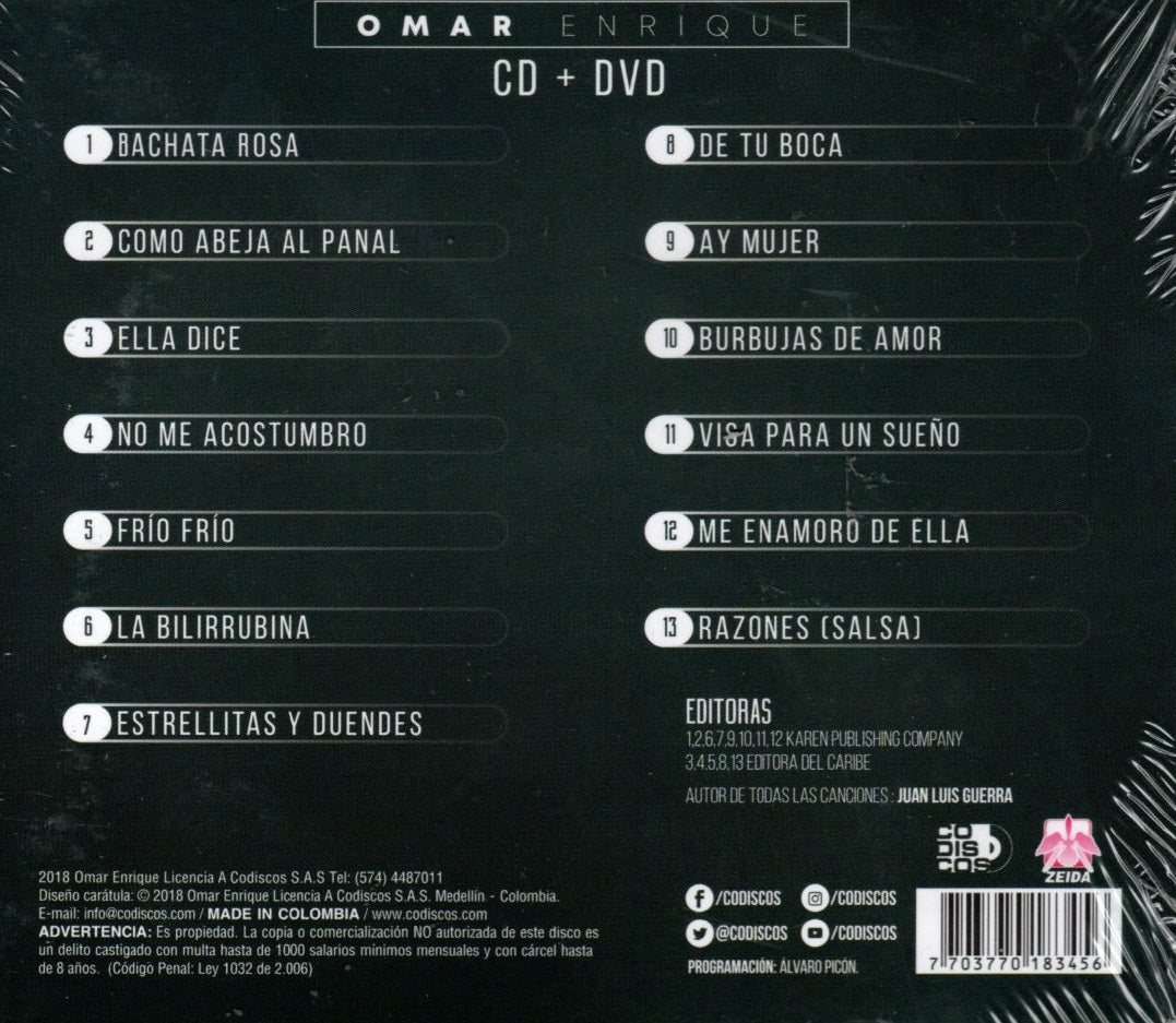 CD+DVD Omar Enrique - Bachata Rosa Y Otros Éxitos (Tributo A Juan Luis Guerra)