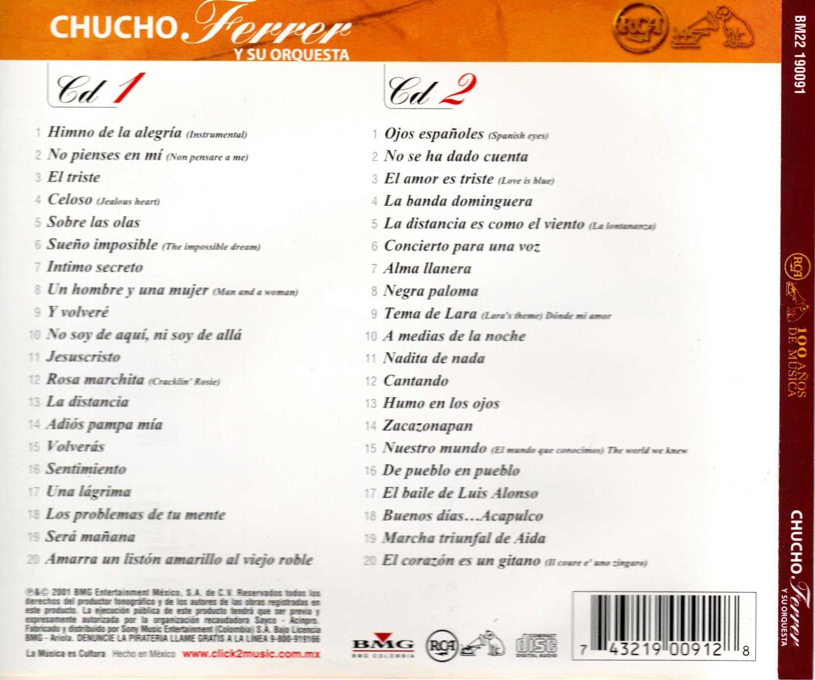 CD x2 RCA 100 AÑOS MUSICA CHUCHO FER