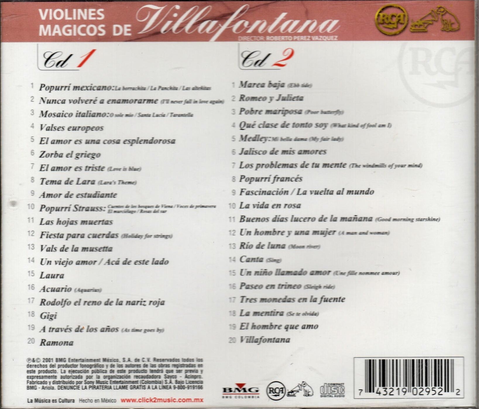 CD x2 RCA 100 AÑOS MUSICA VILLAFONTA