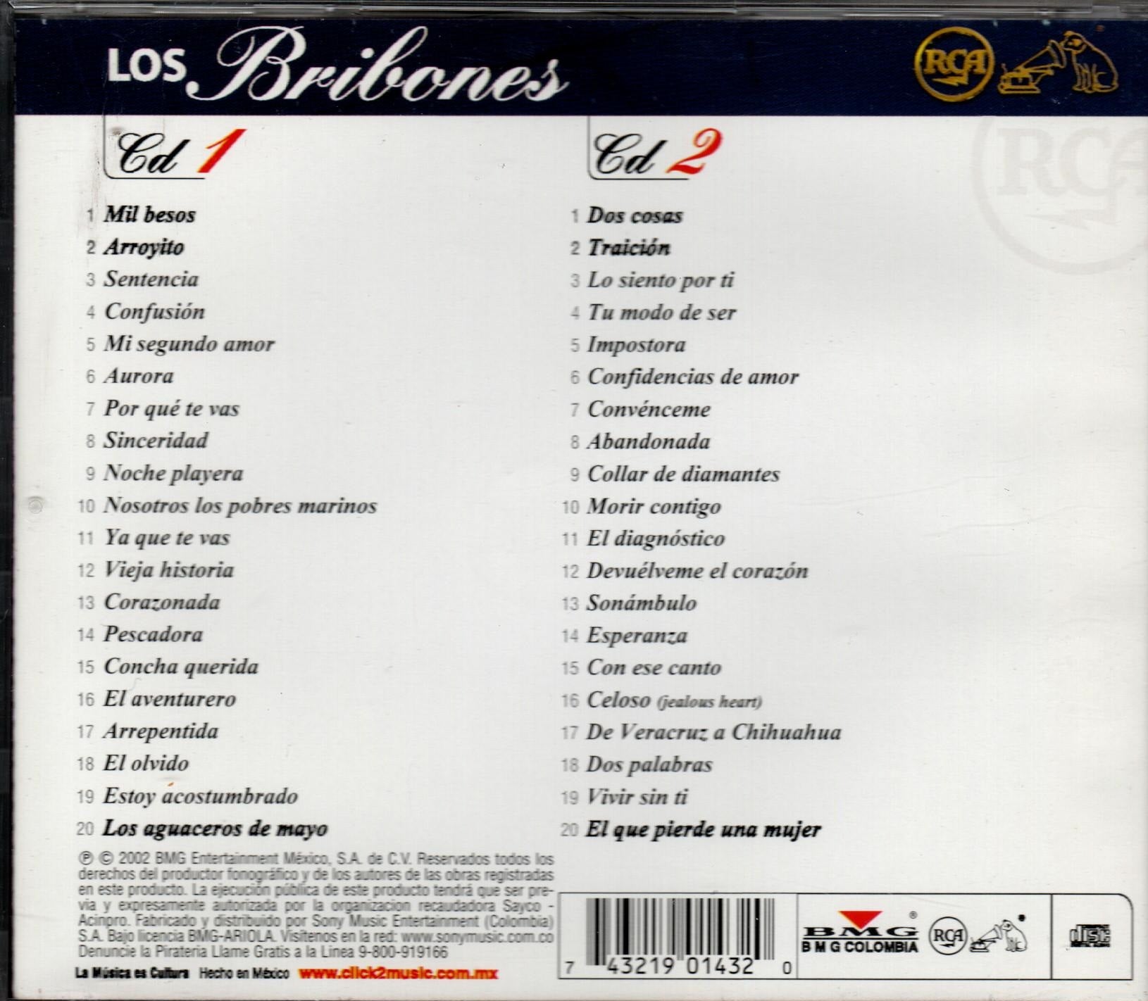 CD x2 RCA 100 AÑOS MUSICA LOS BRIBONES