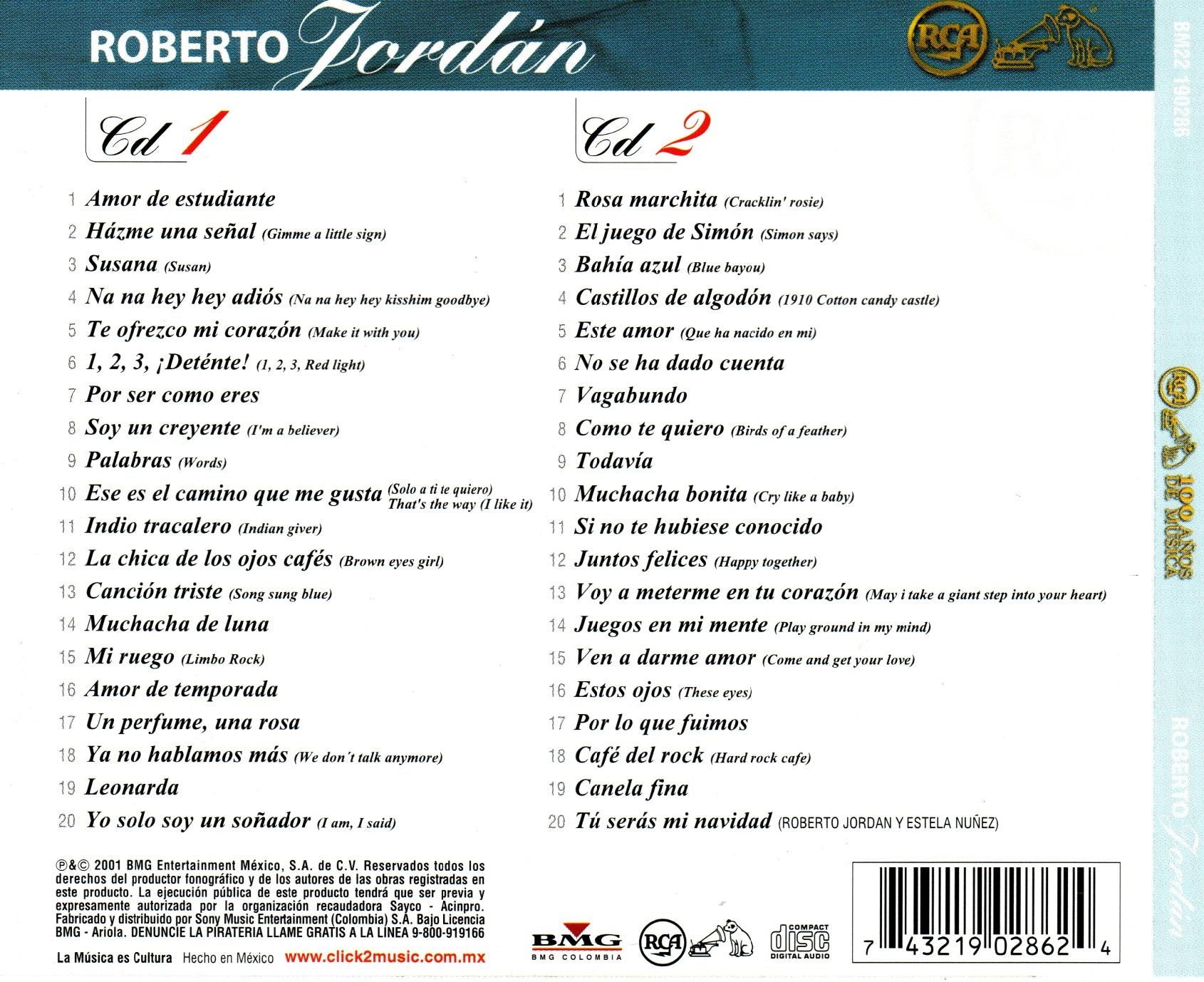 CD x2 RCA 100 AÑOS MUSICA ROBERTO JORDÁN