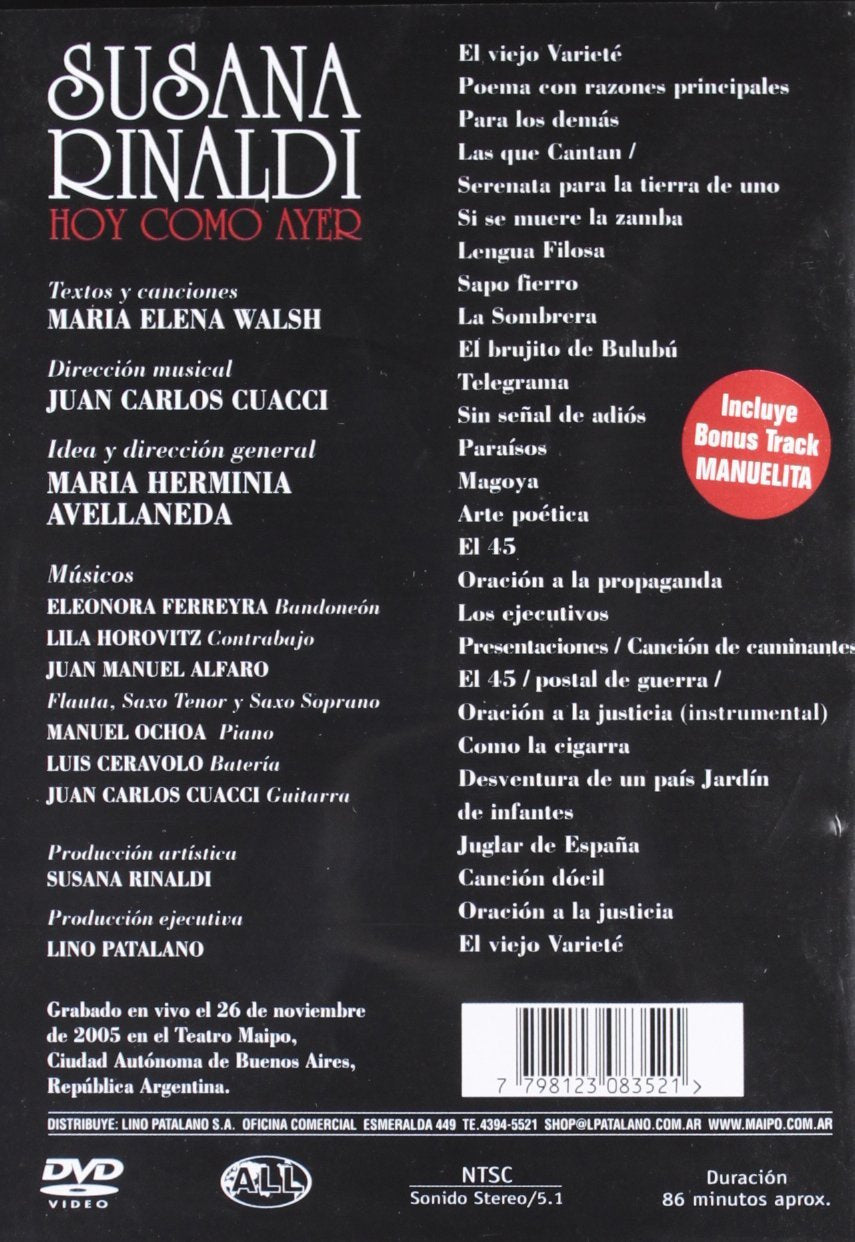 HOY COMO AYER SUSANA RINALDI / DVD