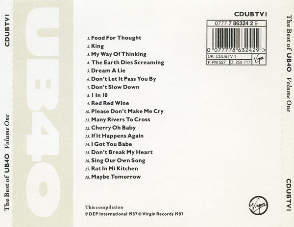 CD  UB40 – The Best Of UB40 - Volume One